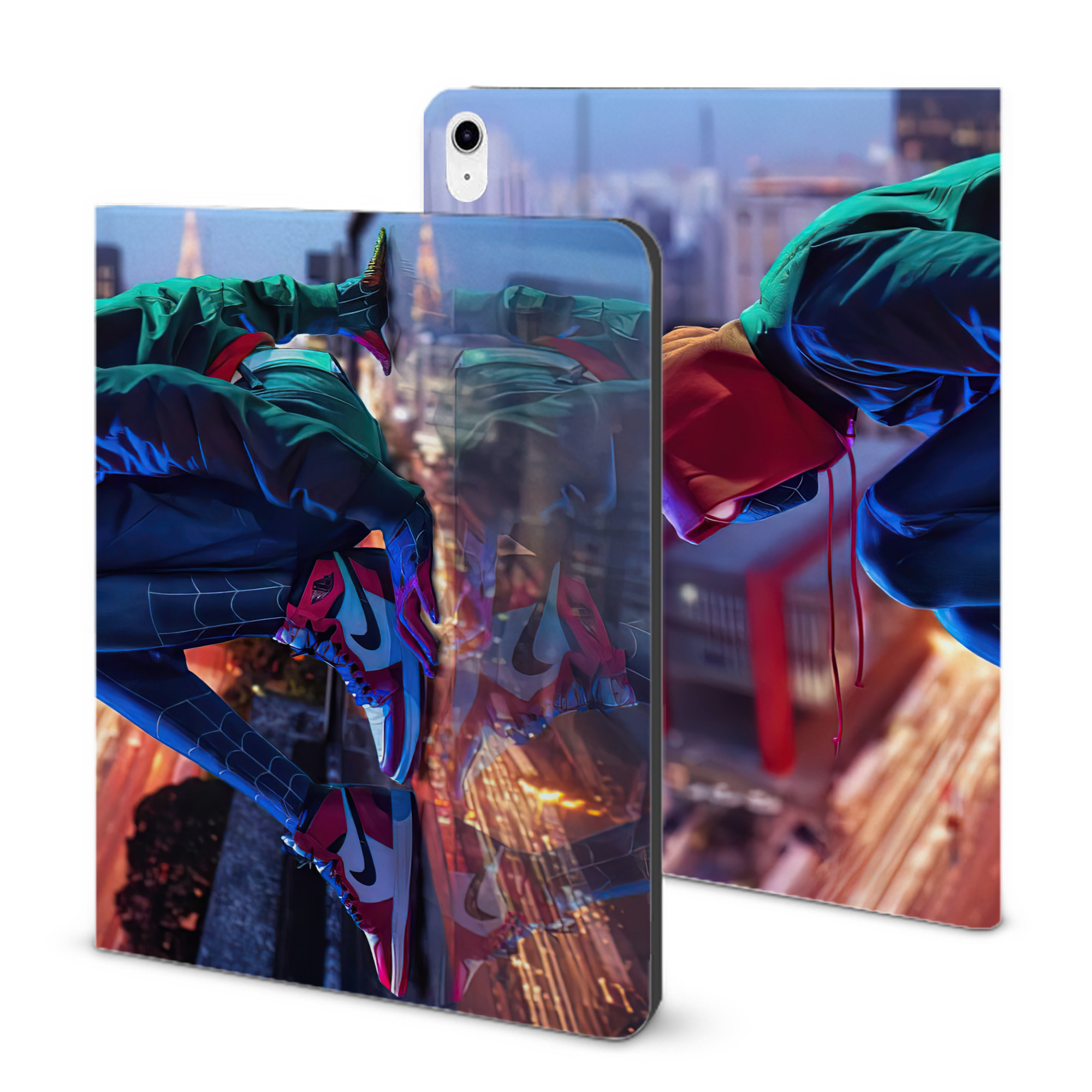 （画像用） Spider Man スパイダーマン IPad ケース ブック型 PUレザー TPU 耐衝撃 軽量 薄型 ペン収納なし 全面保護 IPad 各モデル対応